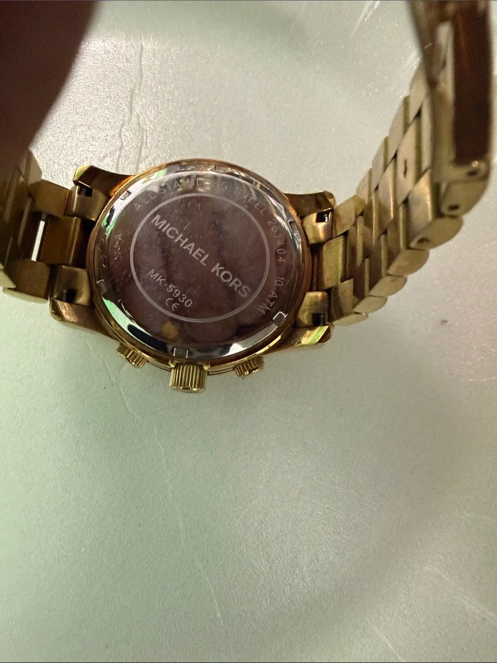 Michael Kors MK5930 Runway Women’s bright orange/peach gold tone stainless steel